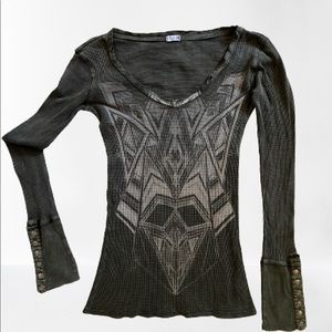 Idylle Snap Button Cuff Boho Thermal Damsel Top